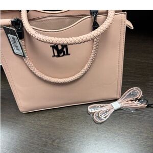 Badgley Mischka Blush Tote with Braided Handles